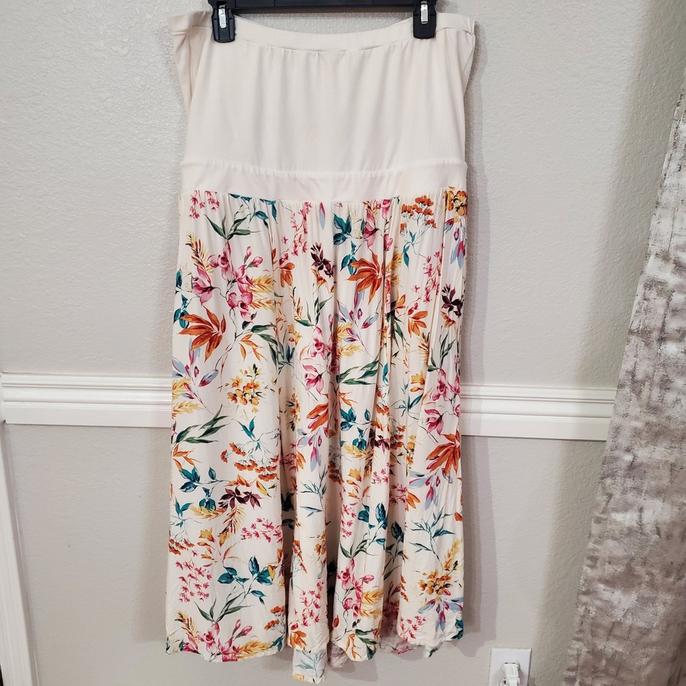 Torrid Tube Top Floral Midi Dress White Size 1 1X 14/16 Summer Boho - Picture 4 of 9